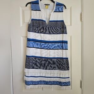 Striped Blue and White Sleeveless Dress